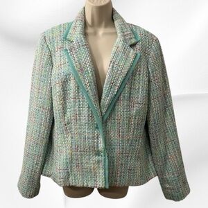 Requirements Tiffany Blue Tweede Blazer with spring colors throughout Size 16
